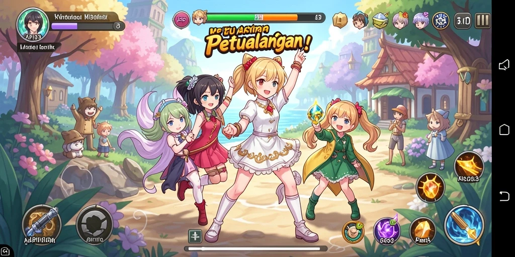 Tangkapan layar dari gameplay seru API33 yang menampilkan karakter anime.