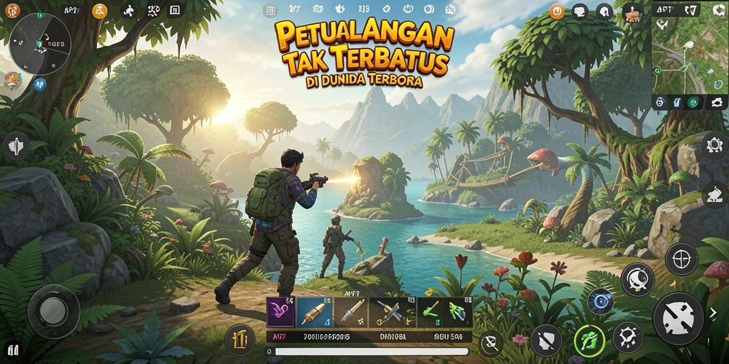 Gameplay API77 menampilkan pemain menjelajahi dunia terbuka yang indah.