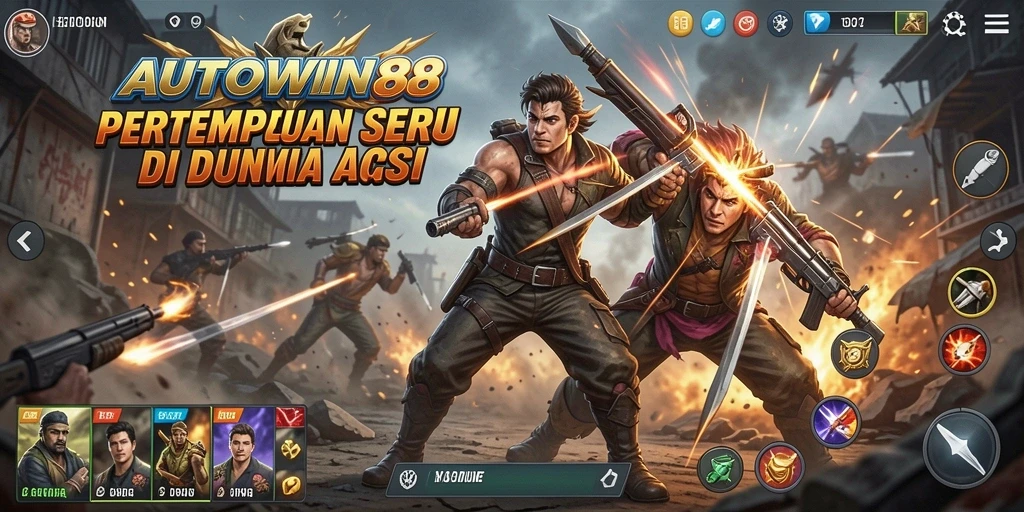 Screenshot gameplay AUTOWIN88 menampilkan pertempuran yang intens dan mendebarkan.