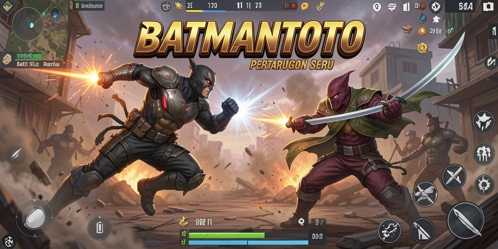 Tampilan gameplay intens di BATMANTOTO saat pertempuran berlangsung.