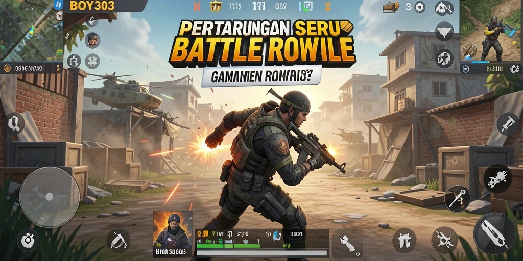Screenshot BOY303 menggambarkan aksi intens dalam pertarungan Battle Royale.