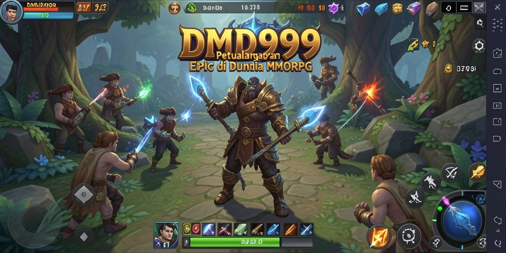 Gameplay DMD999 yang menampilkan pertempuran epik dan eksplorasi dunia.