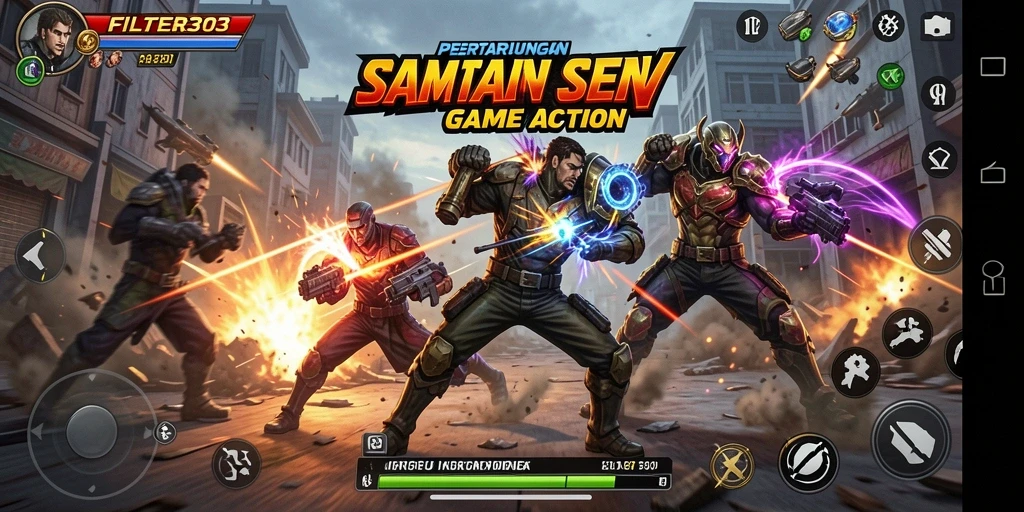 Gameplay seru FILTER303 dengan aksi baku tembak yang mendebarkan.