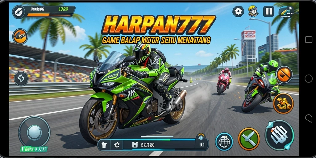 Gameplay seru dalam balapan motor cepat dan menantang.