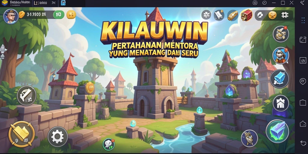Tampilan gameplay menara pertahanan yang seru di KILAUWIN.