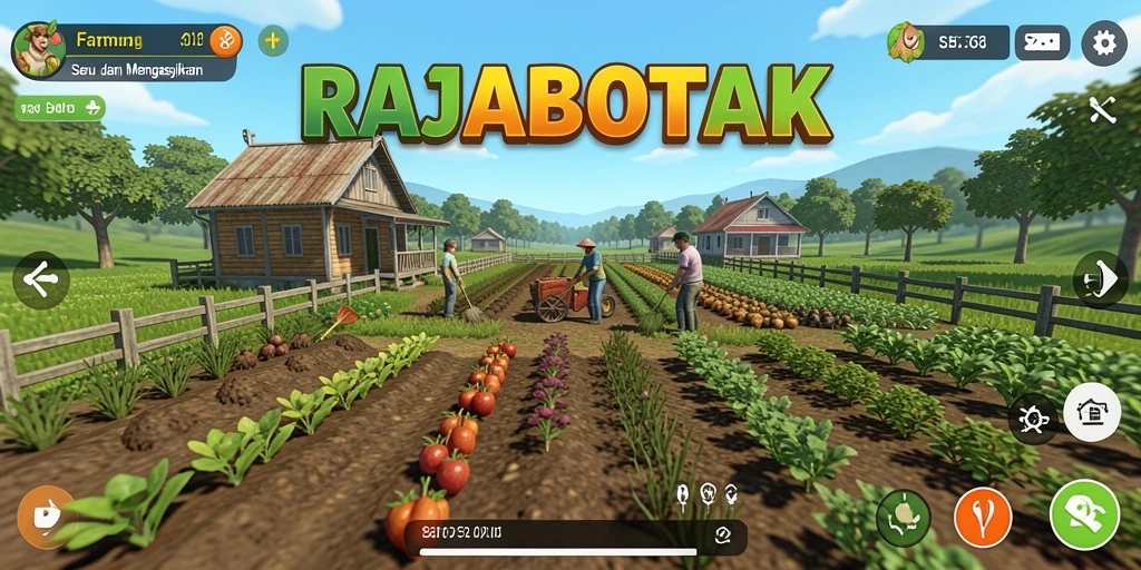 Tampilan gameplay RAJABOTAK saat berkebun dengan tanaman subur.