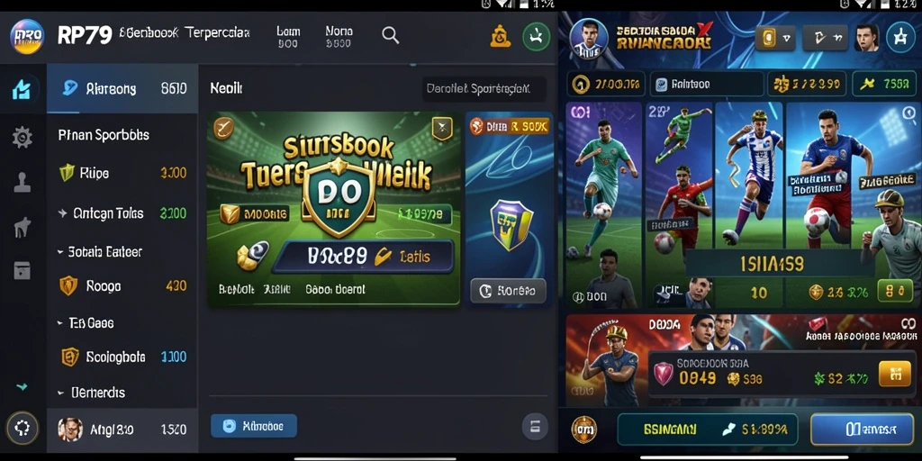 Screenshot utama RP79 menampilkan antarmuka taruhan olahraga yang menarik.