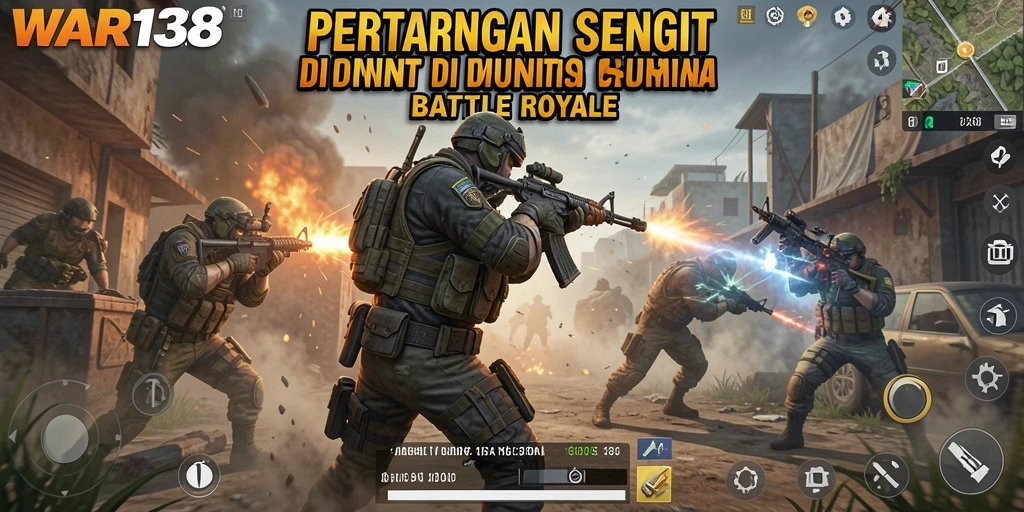 Screenshot gameplay WAR138 menampilkan intensitas pertempuran Battle Royale.