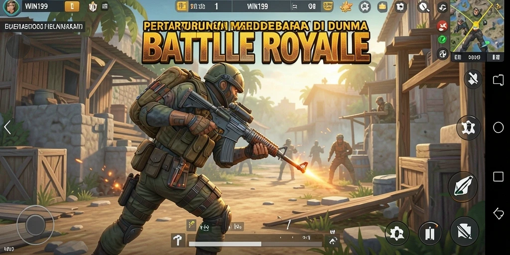 Tampilan aksi seru dalam gameplay Battle Royale WIN199.